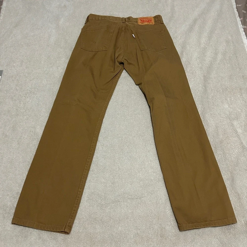 Levi 505 Regular Fit Pants Mens 30x30 Brown Straight‎ Leg Canvas White tab